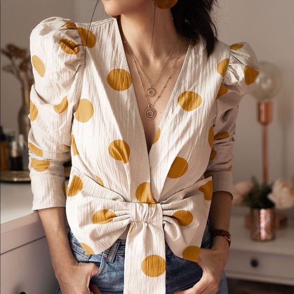 Zara Polka Dot Bow Top NWT - Picture 10 of 16